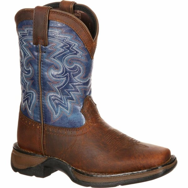 Durango LIL' Big Kid Western Boot, DARK BROWN/BLUE, M, Size 5.5 DWBT053
